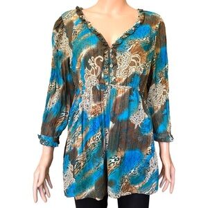 Notations Y2K Crinkle Blouse Elastic Waist FairyCore Size Extra Large